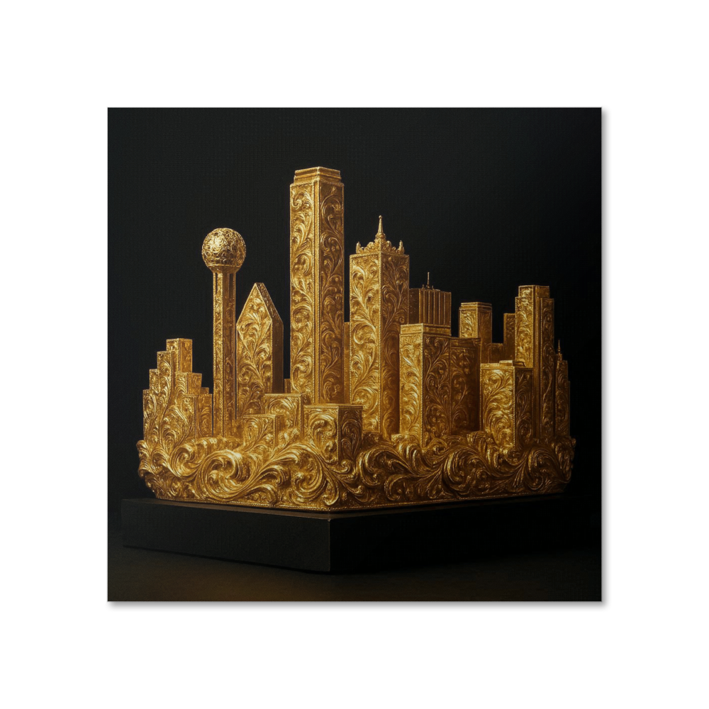Dallas, Texas 24k Gold Skyline Poster