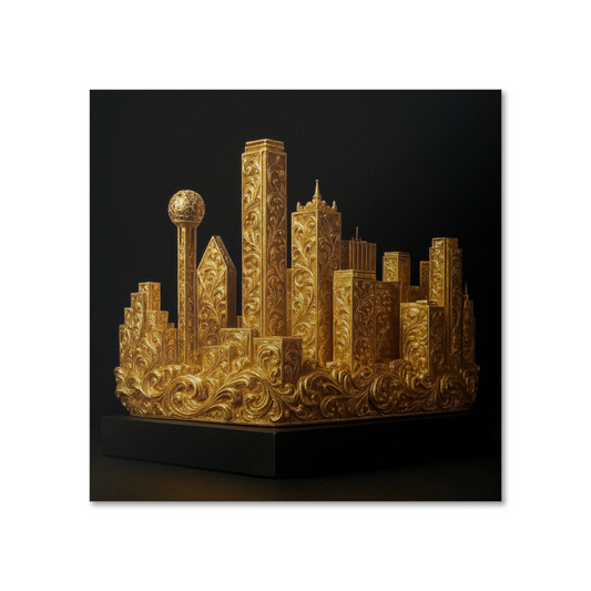 Dallas, Texas 24k Gold Skyline Poster