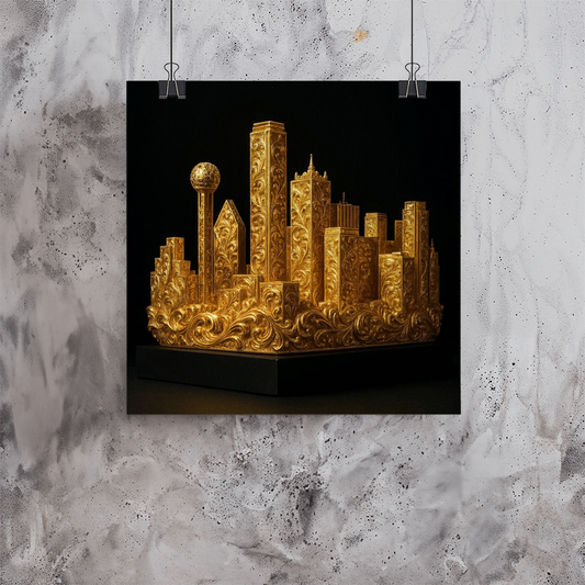 Dallas, Texas 24k Gold Skyline Poster
