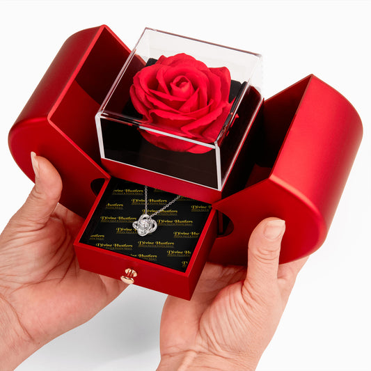 DH Love Knot Necklace with Red Heart Rose Box